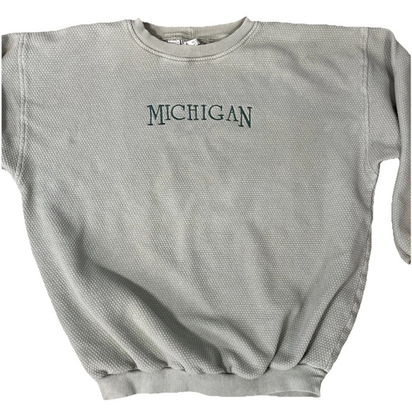 Vintage Embroidered Sweatshirt Michigan Waffle Pattern Made In USA Size XL - Picture 5 of 5